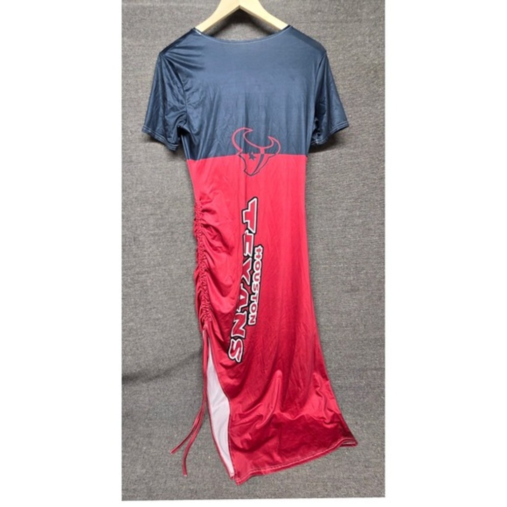 Houston Texans Womens Ruched Side Slit Game Day Dress Navy Red‎ Medium 3WDSGA92